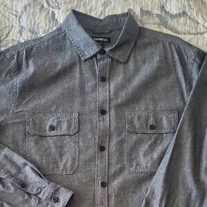 Express grey weave dress shirt, L Tall